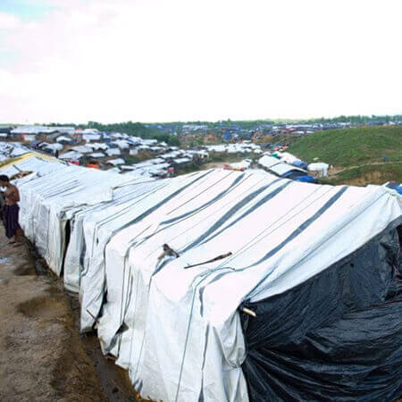 Reinforcement band tarpaulin - relief shelter